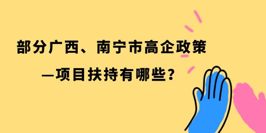 部分廣西、南寧市高企政策—項目扶持有哪些？